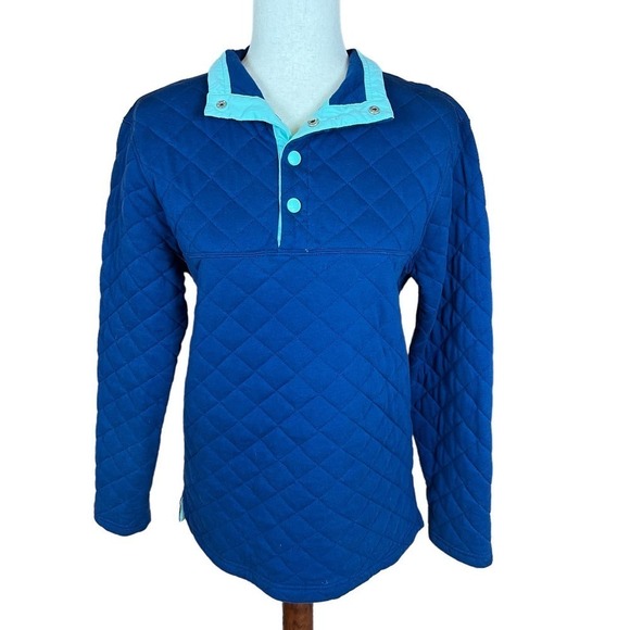 LAUREN JAMES THE LAWSON QUILTED PULLOVER IN ESTATE BLUE WOMEN'S SMALL - Picture 3 of 16
